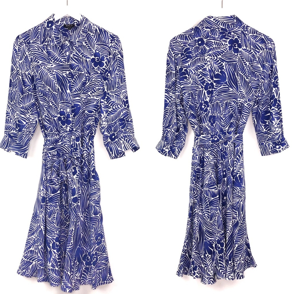 Worth Silk Floral Pattern Midi Dress